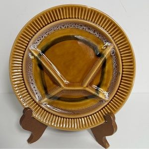 Vtg Sarreguemines France Fondue Honeycomb Brown Fluted Dinner Plate Decorative